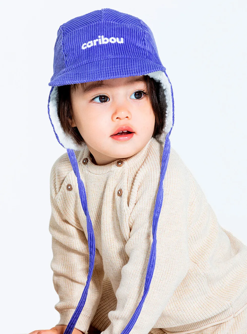 Fleece-lined corduroy trapper cap