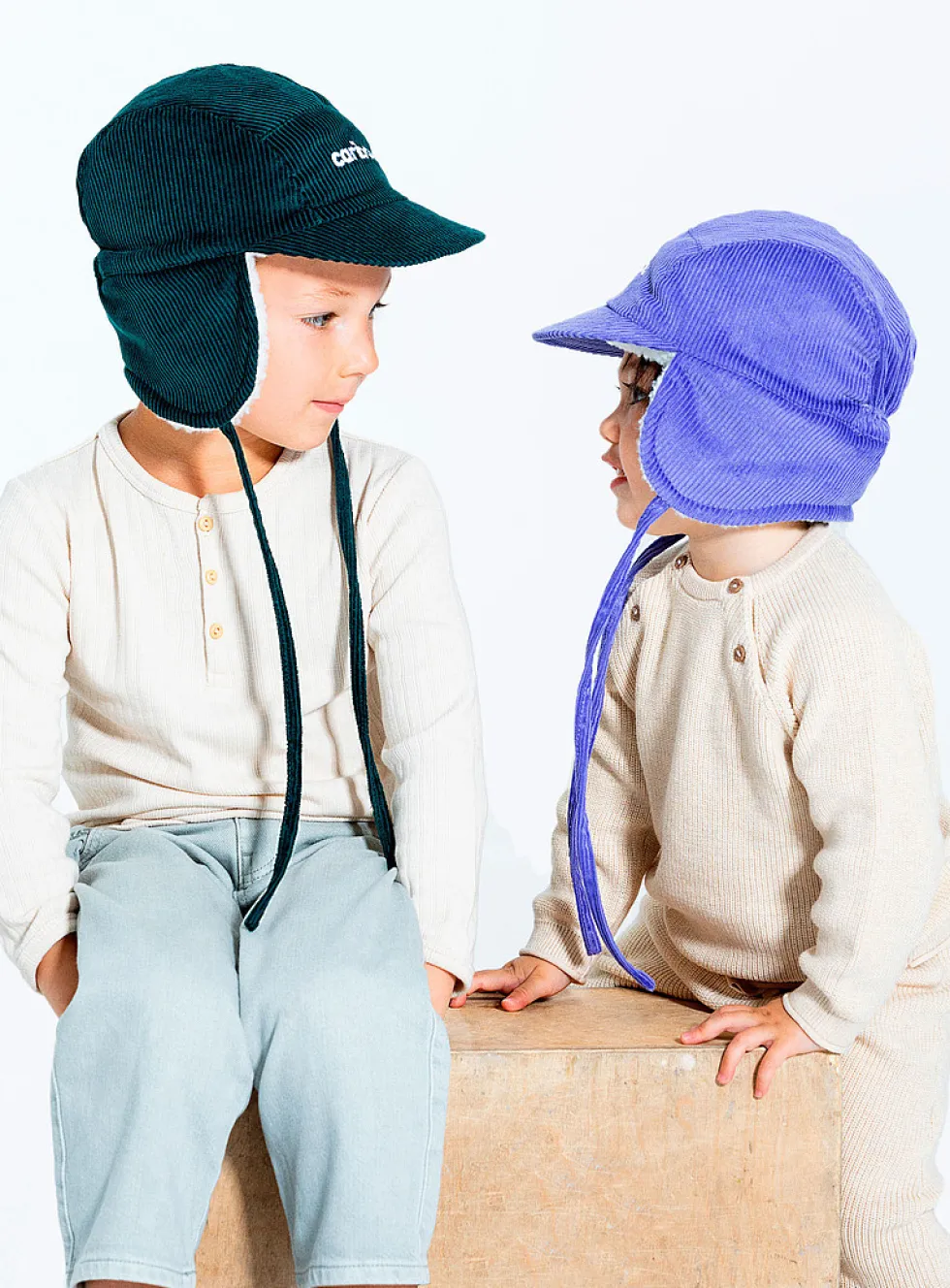 Fleece-lined corduroy trapper cap
