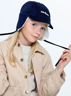 Fleece-lined corduroy trapper cap