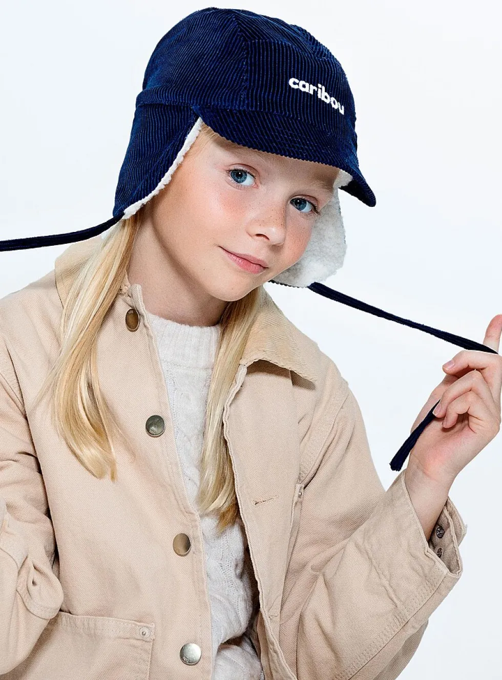 Fleece-lined corduroy trapper cap