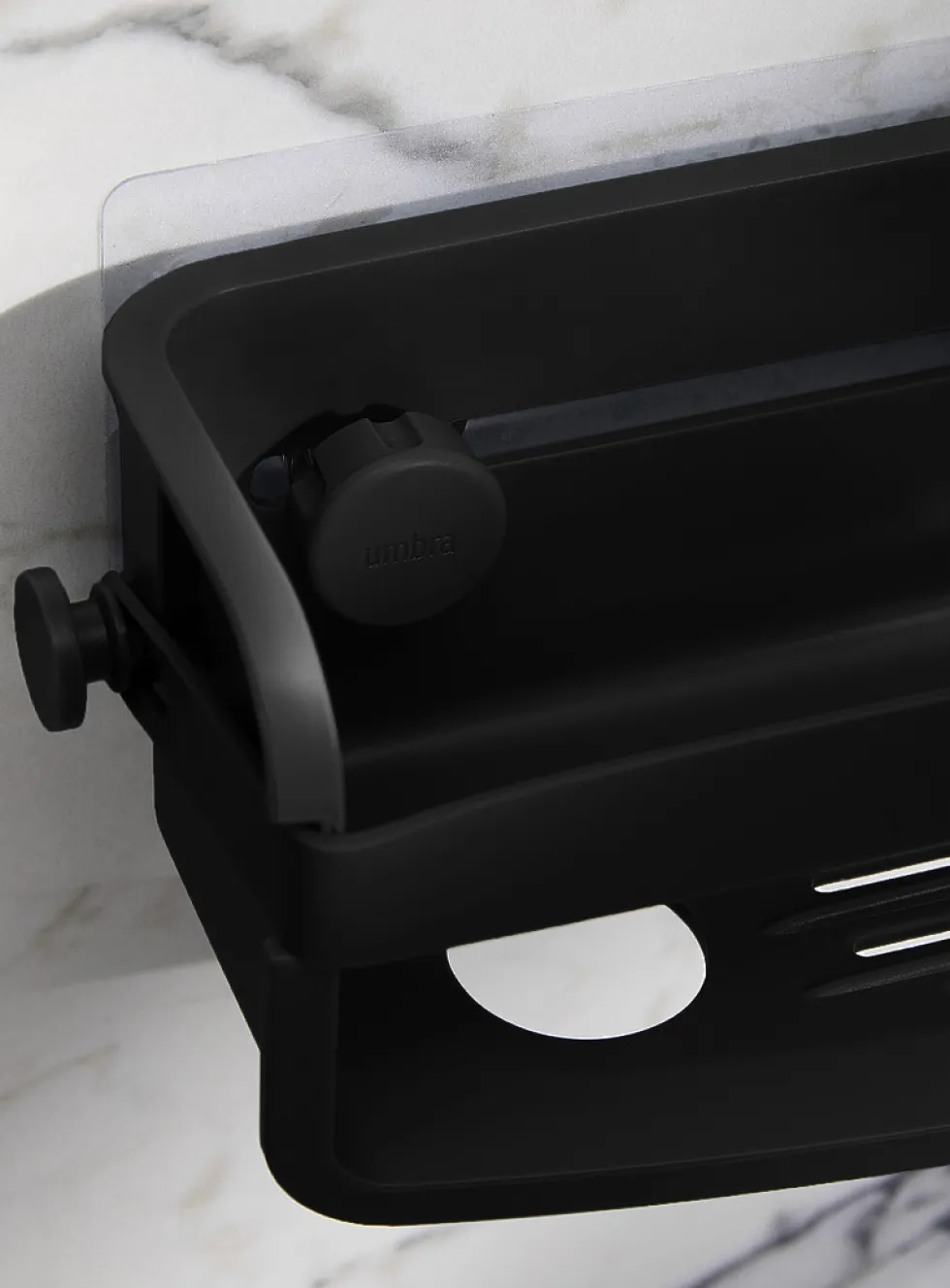 Flex rectangular adhesive shower basket