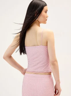 Flocked polka-dot cropped cami