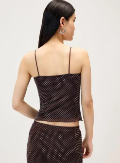 Flocked polka-dot cropped cami