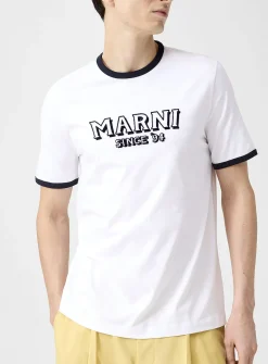Flocked-logo ringer T-shirt