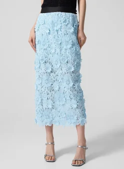 Floral appliqué pencil skirt