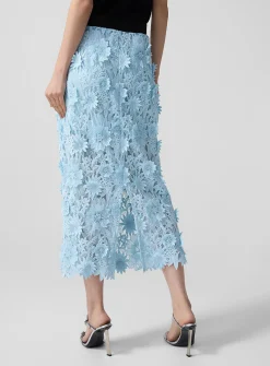 Floral appliqué pencil skirt