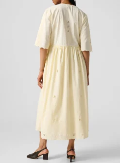 Floral cotton and linen V-neck dress