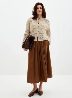 Floral crochet boxy-fit cardigan