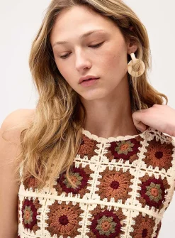Floral crochet sweater vest