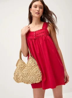 Floral embroidery babydoll minidress
