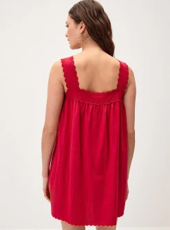 Floral embroidery babydoll minidress