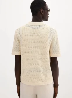Floral embroidery Johnny collar polo