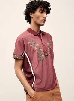 Floral embroidery sporty polo