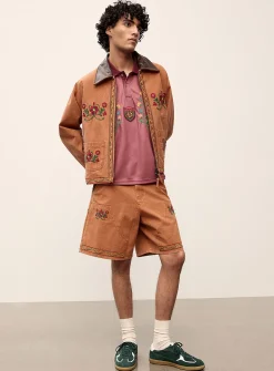 Floral embroidery worker Bermudas