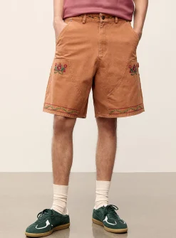 Floral embroidery worker Bermudas