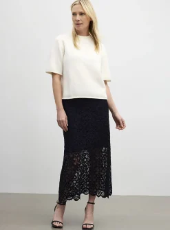 Floral guipure maxi skirt