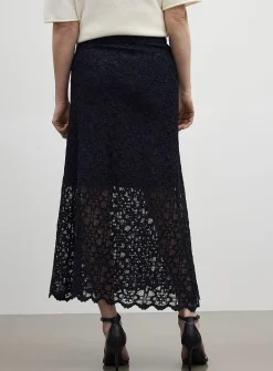 Floral guipure maxi skirt