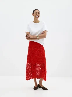 Floral guipure maxi skirt