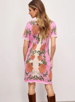 Floral jacquard pink minidress