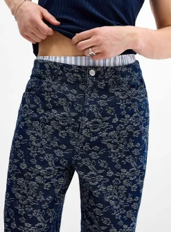 Floral jacquard 5-pocket jean