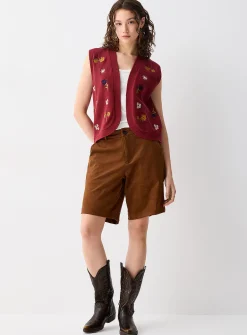 Floral knit vest