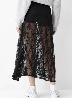 Floral lace flared skirt