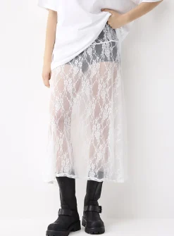 Floral lace flared skirt