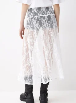 Floral lace flared skirt