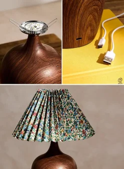 Floral lampshade rechargeable touch table lamp