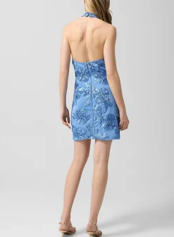 Floral micromesh halter dress