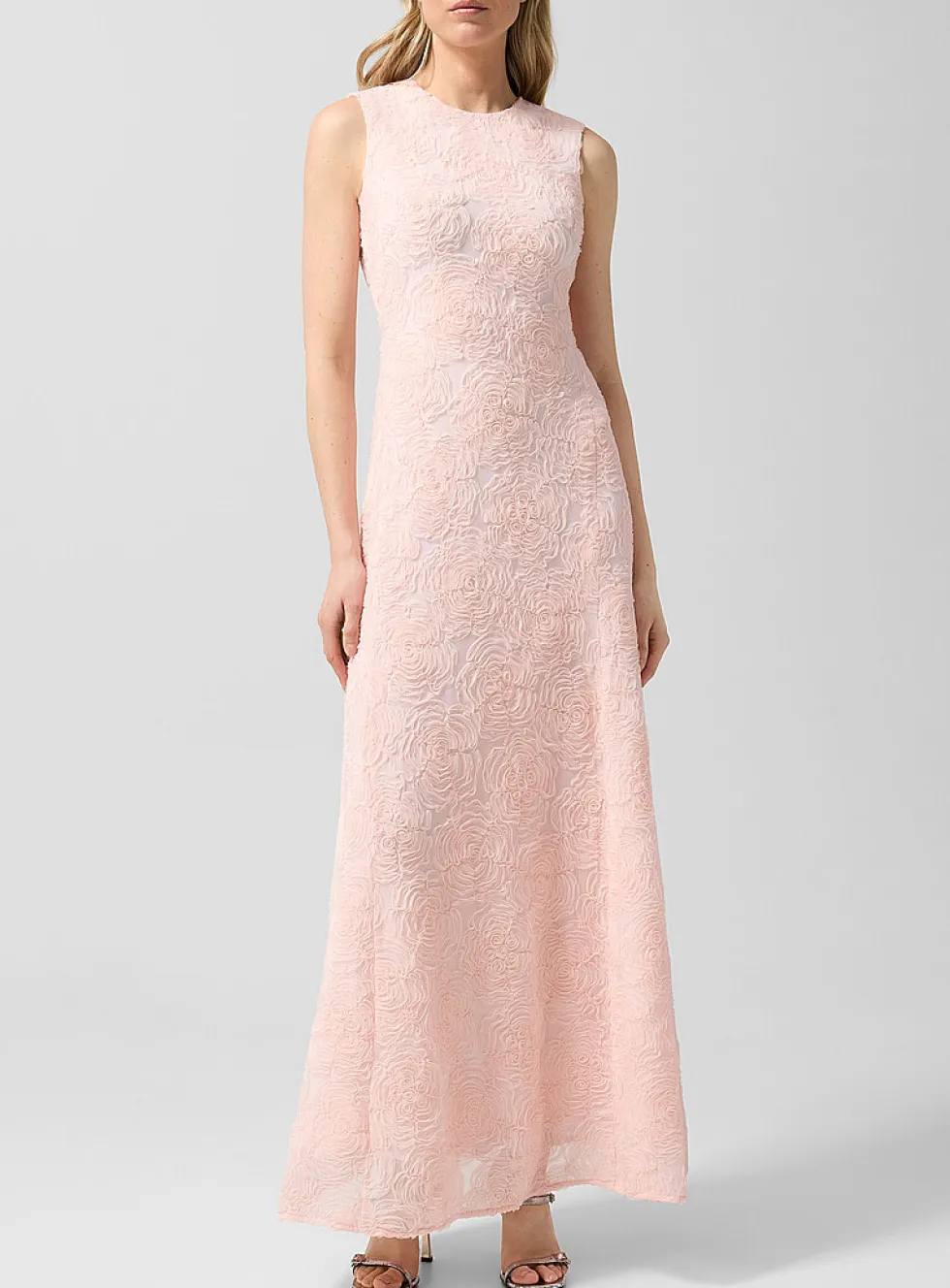 Floral micromesh maxi dress