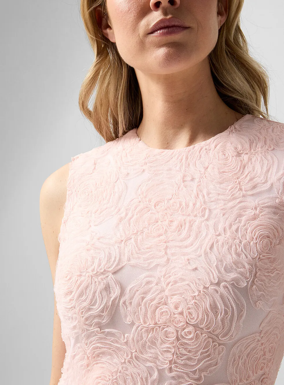 Floral micromesh maxi dress