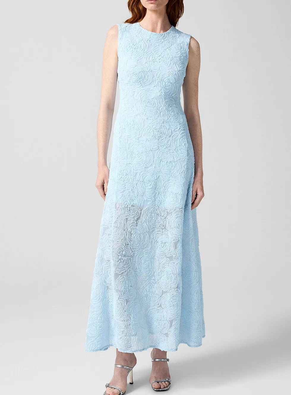 Floral micromesh maxi dress