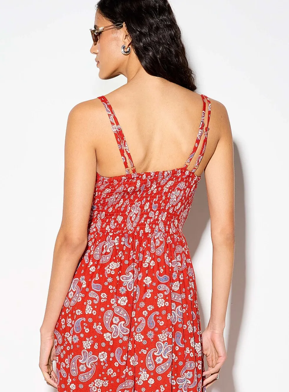 Floral paisley crocheted inserts maxi dress