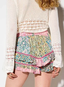 Floral patchwork ruffled short