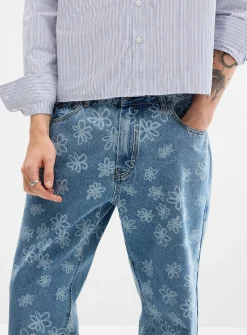 Floral pattern blue jean