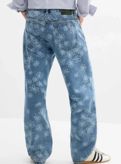 Floral pattern blue jean