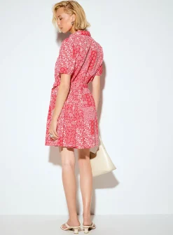 Floral pattern fit-and-flare shirtdress