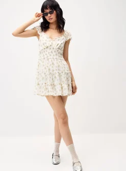 Floral ruffled veil dress