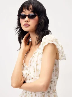 Floral ruffled veil dress