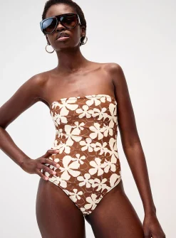 Floral silhouette band one-piece