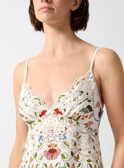 Floral symmetry and embroidery midi dress