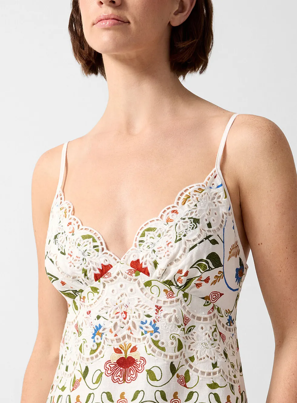 Floral symmetry and embroidery midi dress