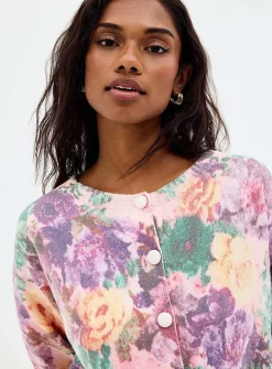 Floral tapestry boxy-fit cardigan