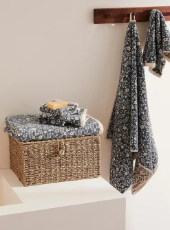 Floral tapestry organic cotton reversible towels