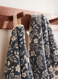 Floral tapestry organic cotton reversible towels