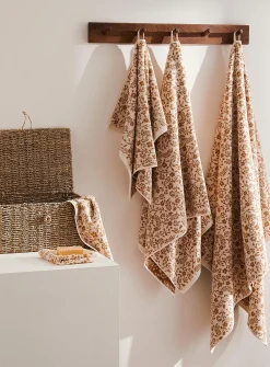 Floral tapestry organic cotton reversible towels