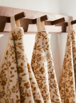 Floral tapestry organic cotton reversible towels