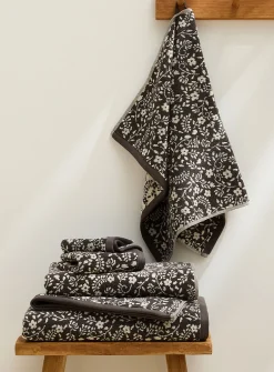 Floral tapestry organic cotton reversible towels