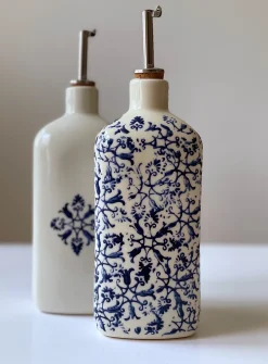 Floral tapestry porcelain oil cruet set